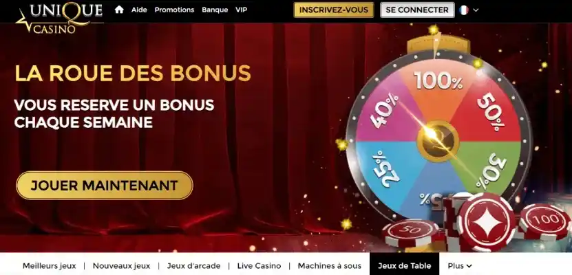 Roue des bonus hebdomadaire de Unique Casino